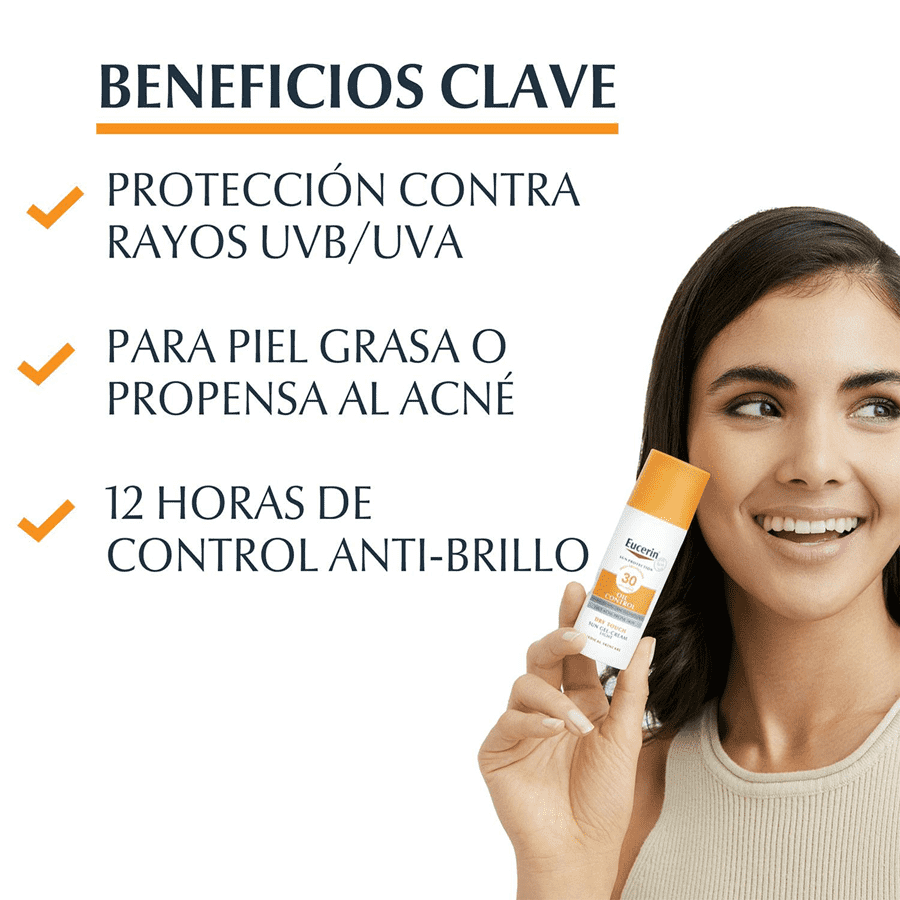 Eucerin Sun Gel-Crema Oil Control Toque Seco FPS 50+ Beneficios